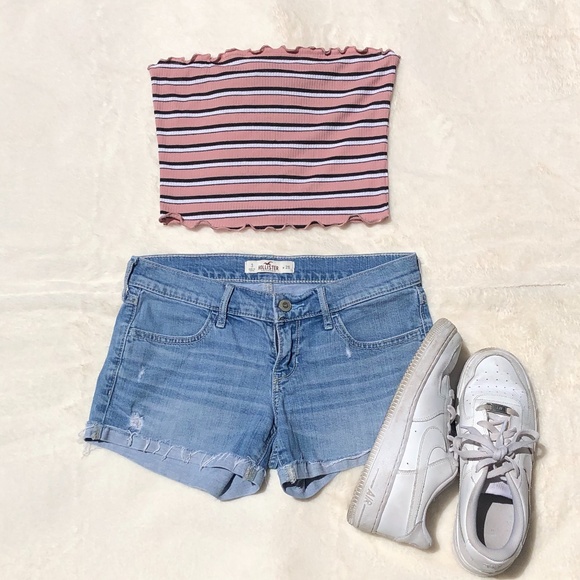 Forever 21 Tops - F21 STRIPED LETTUCE HEM TUBE TOP